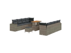 Maison Exclusive - Juego de sofás de jardín con cojines, 11 piezas, mimbre gris, Pe