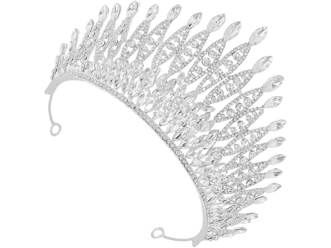 Tiara Nupcial Plateada Con Brillantes Diamantes De Imitación, Corona Ligera Y Cómoda Para Bodas Y Graduaciones.