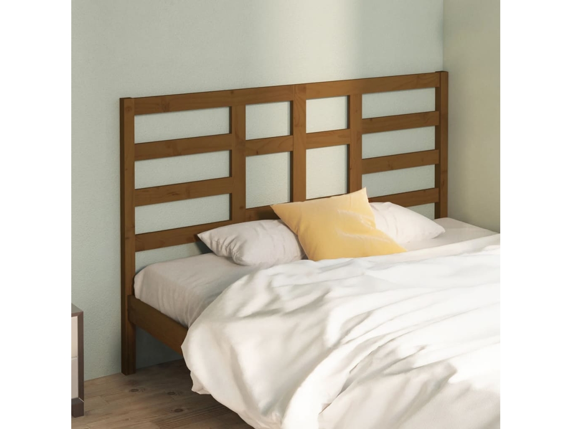 Cabecero De Cama Madera Maciza De Pino Marrón Miel 166x4x104 Cm
