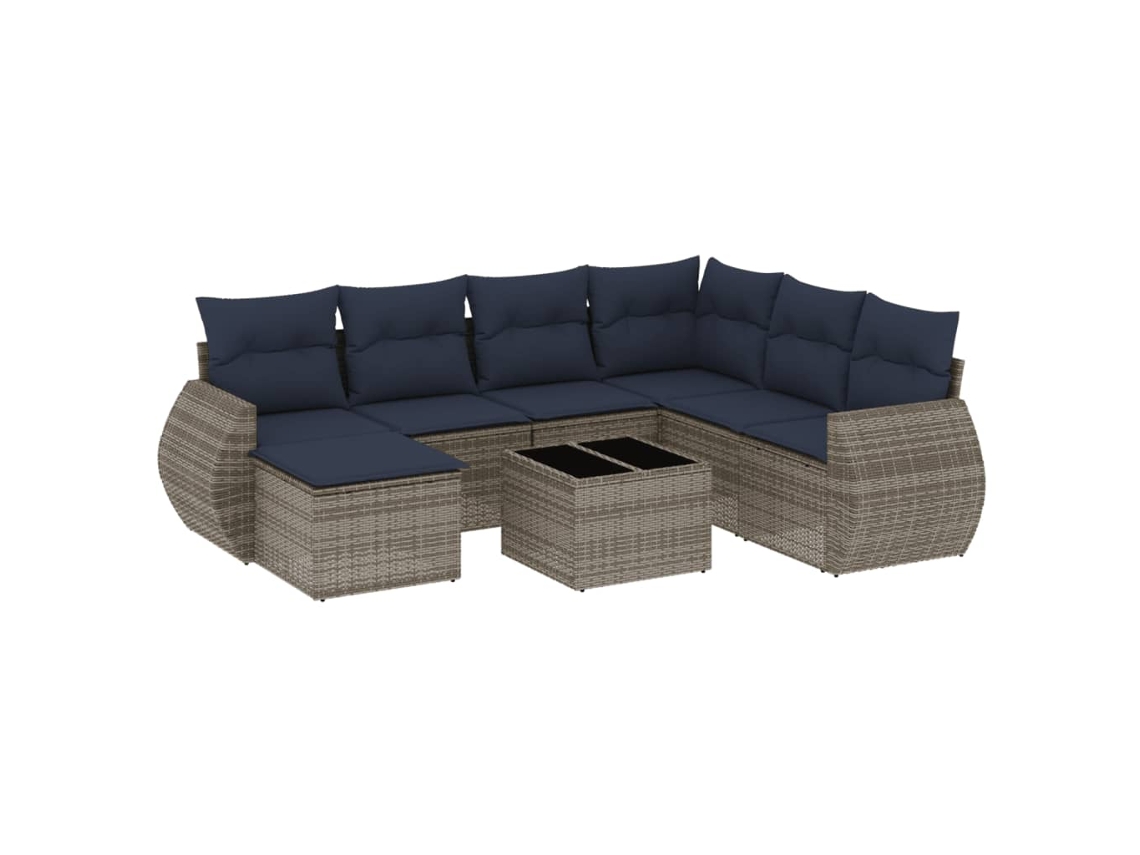 Maison Exclusive - Conjunto De Sofá De Jardín De 8 Piezas Con Cojines, Poliratán Gris