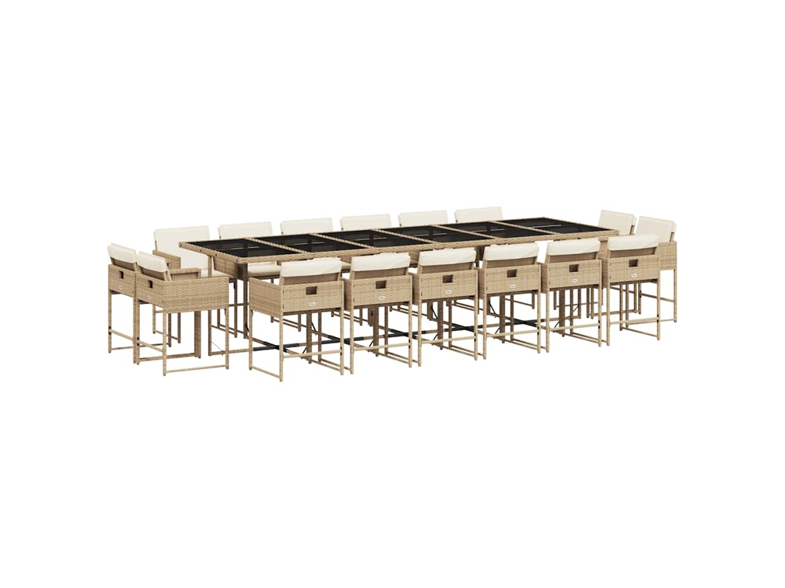Maison Exclusive - Set Comedor De Jardín 17 Pzas Con Cojines Ratán Sintético Beige