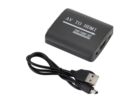 Mini AV a HDMI Video Converter Box 1080P CVBS RCA AV a HDMI Adaptador para HDTV TV PS3 PS4 PC DVD Xbox Proyector negro