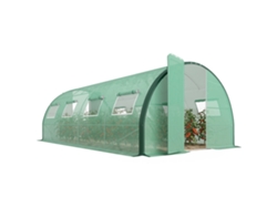 Invernadero Túnel 18m² Acero Galvanizado Pe 2 Puertas 8 Ventanas Verde