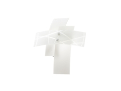 Frida - Aplique de pared E14 con 2 luces en cristal blanco satinado - Estructura cromada, diseño moderno en forma de cruz, IP20, Máx. 2x42W, Bombillas no incluidas