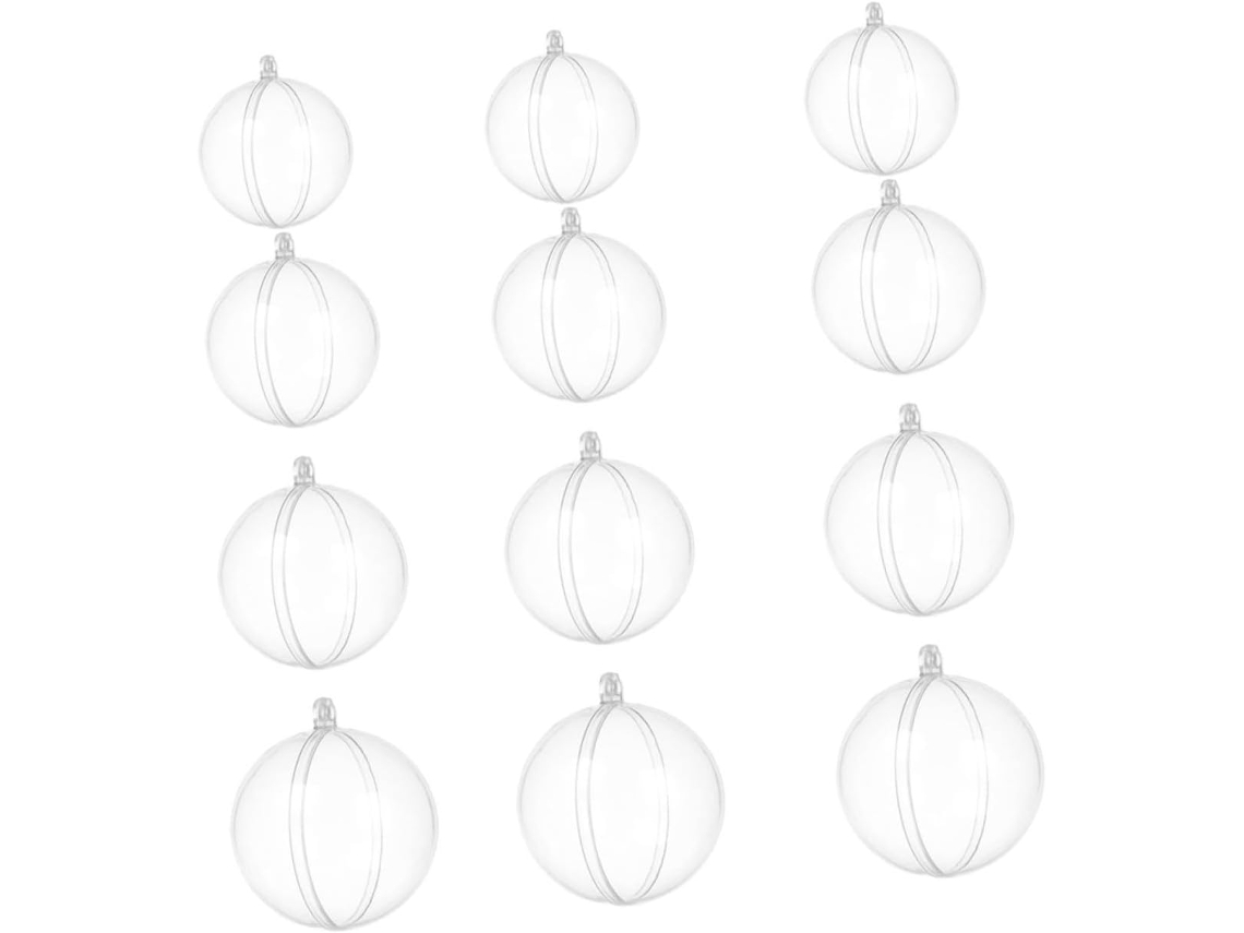 12 Adornos Navideños Huecos Transparentes De 5-8 Cm, Para Colgar En El Árbol