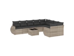 Maison Exclusive - Set Sofás Jardín 10 Pzas Con Cojines Ratán Sintético Gris Claro