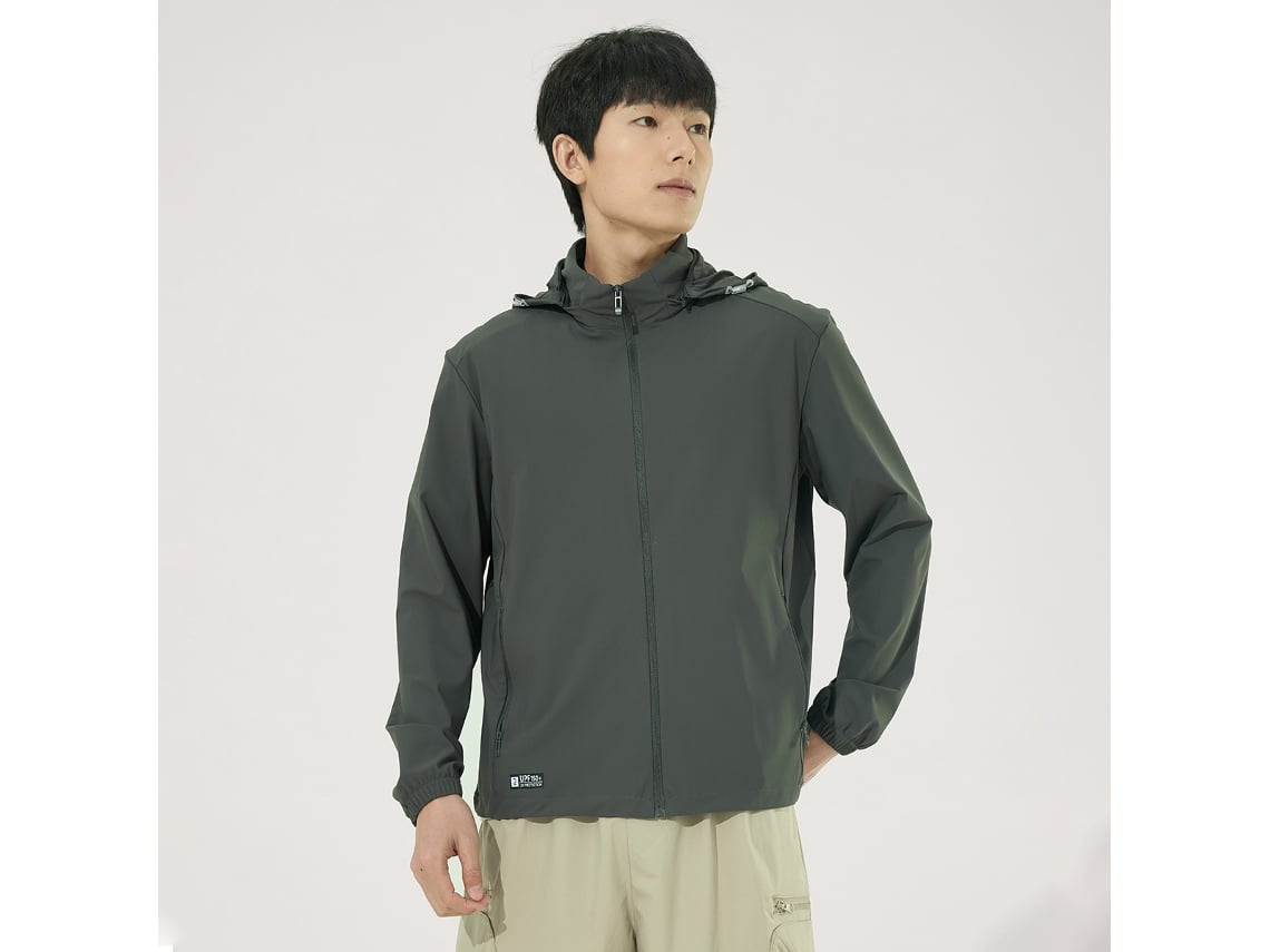 Camiseta de manga larga para hombre Yuysan con protección solar, de secado rápido, con protección UV y gorra extraíble.