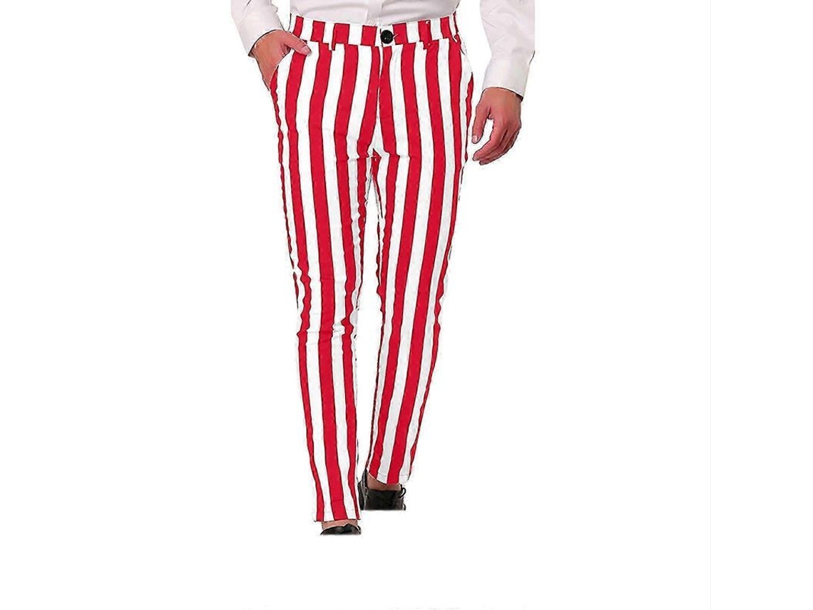Pantalones De Traje A Rayas Para Hombre Con Bolsillos Funcionales.