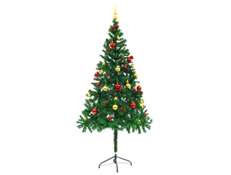 Árbol de Navidad VIDAXL preiluminado con luces y bolas verde (180 cm)