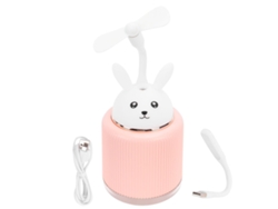 Mini Humidificador Usb Para Carrito/dormitorio/oficina, Diseño De Conejo Rosa Con Luz Led, 300 Ml.