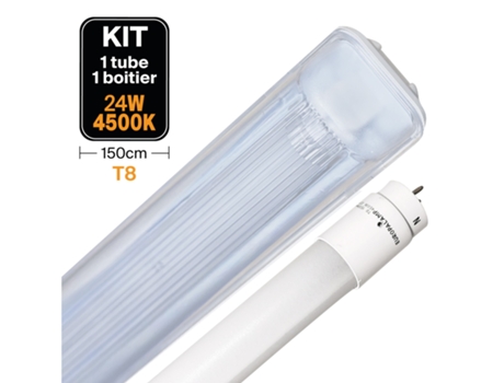 Kit Tubo LED T8 25W Blanco neutro 4000K Estuche estanco 150cm EUROPALAMP