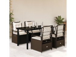 Juego de comedor de jardín de 5 piezas con cojines de mimbre marrón de DKD Home Decor
