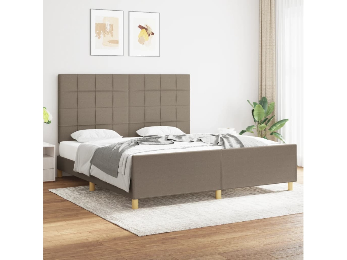Cama Sin Colchón Tela Gris Taupe 180x200 Cm
