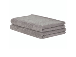 Conjunto de 2 toallas BELIANI Mitiaro de Algodón Gris 100x0.1x150