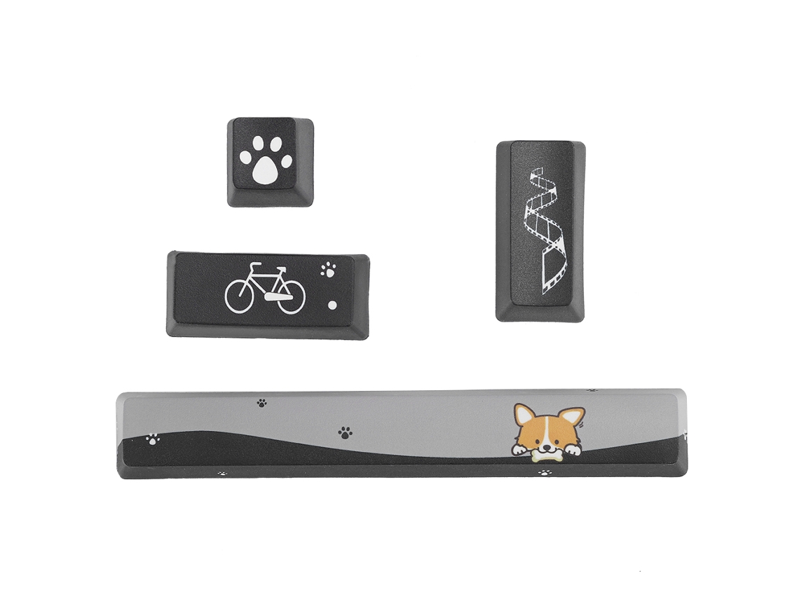 Teclas Personalizadas Para Teclado Mecánico Con Diseño De Perro Negro Pequeño (4 Piezas: Espacio, Esc, Enter, Enter Del Teclado Numérico)