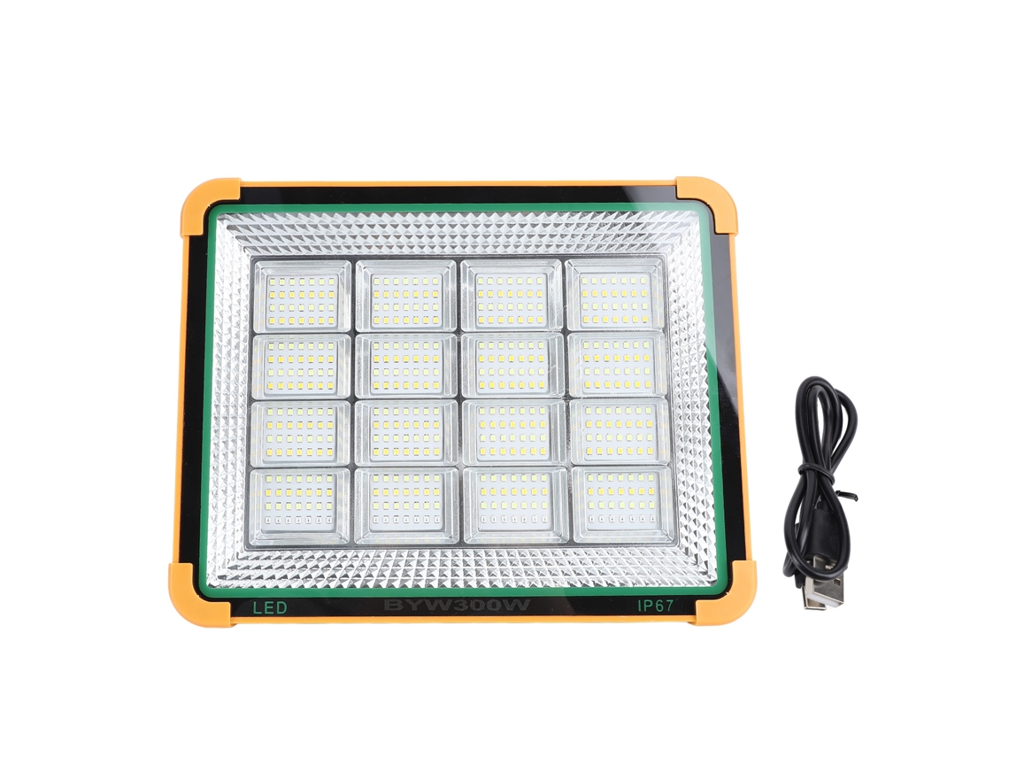 Linterna De Trabajo Solar Portátil 4 Modos 300w 25000lm Batería Recargable 10000mah Ip65 Con Soporte Led