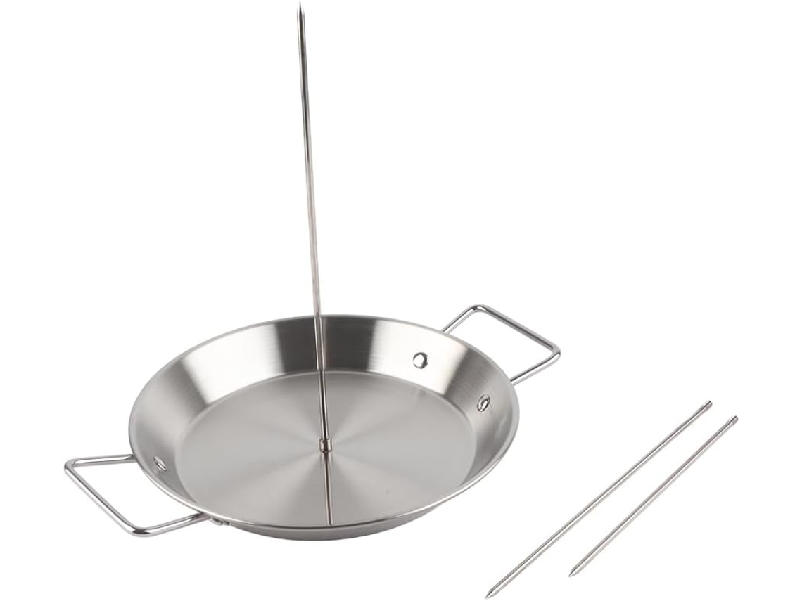 Brocheta Vertical Para Parrilla, Soporte Brasileño De Acero Inoxidable Con 3 Púas Extraíbles.