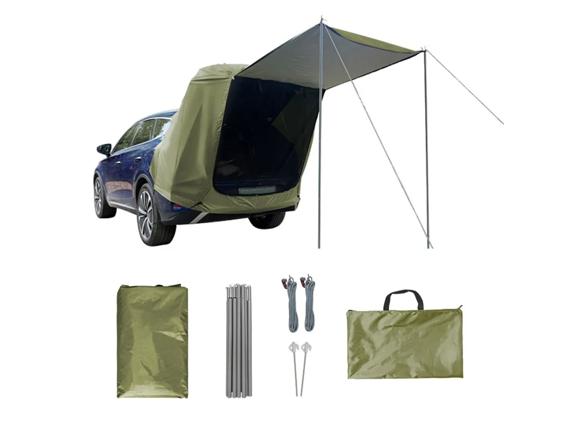 Tienda trasera para vehículo todoterreno con protección solar y contra la lluvia y toldo