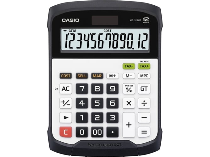 Calculadora Básica CASIO WD-320MT Negro y Blanco (12 dígitos)