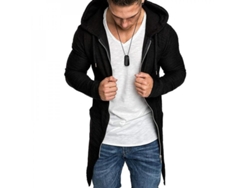 Jaqueta masculina de inverno 2026 com capuz, moletom de manga comprida com zíper e modelagem slim, agasalho, tamanho 3XL, preta.