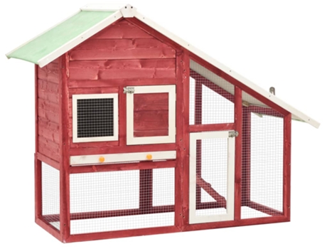 vidaXL Conejera de madera maciza de abeto rojo y blanco 140x63x120 cm