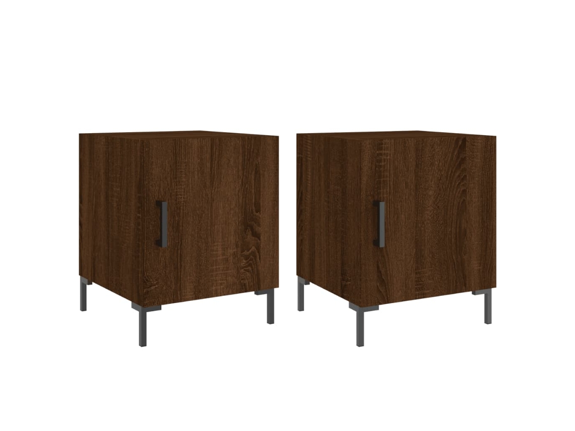 Juego de 2 Mesitas de Noche 40x40x50 cm Derivado Madera Roble Marrón MAISON EXCLUSIVE