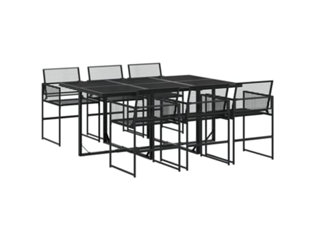 Conjunto 7 de comedor de jardín VIDAXL ratán sintético negro