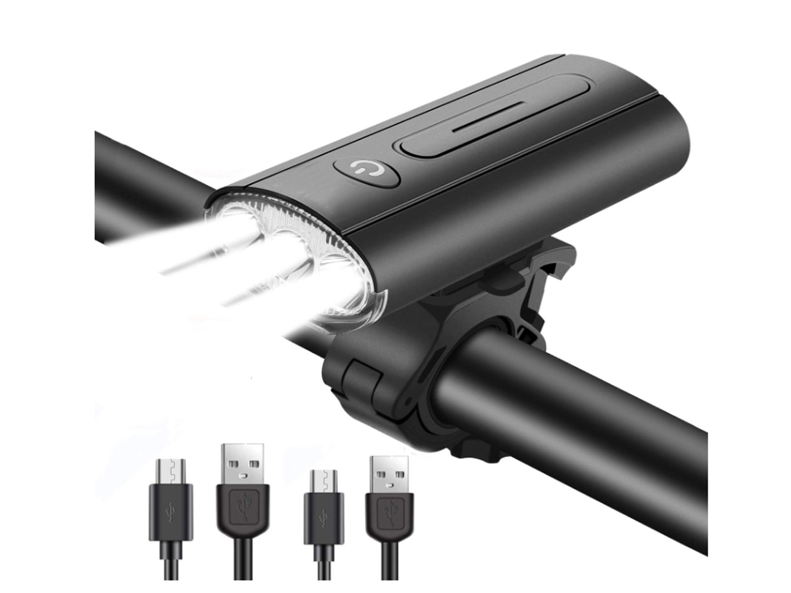 YIZHOOD Luces LED para bicicleta recargables por USB impermeables 2400 lúmenes DES859 (negro)