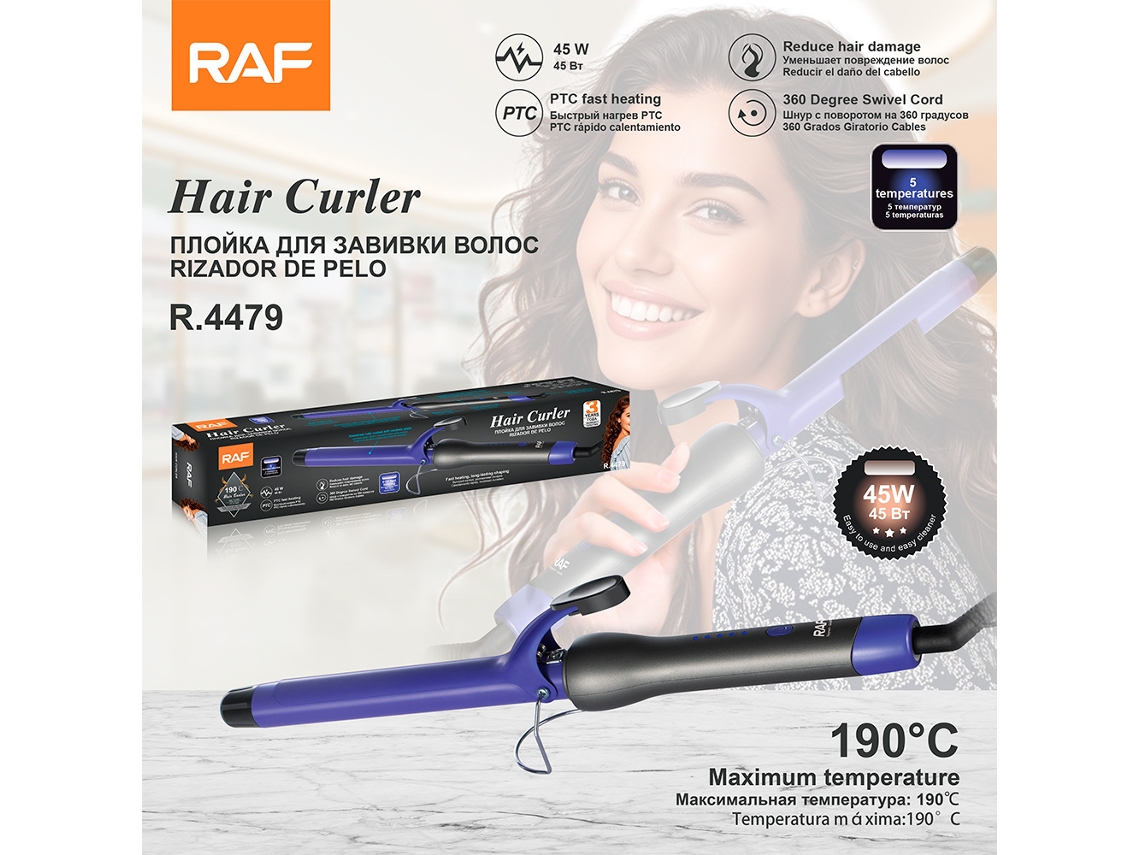 Rizador de pelo con placas cerámicas, doble uso para alisado en seco y húmedo, ideal para dar volumen al flequillo, rotación de 360°, MDUG