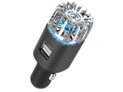 Purificador De Aire Ionizador Para Coche - Desodorante Iónico Antimicrobiano Enchufable De 12 V Con Cargador Usb Doble (negro)