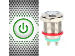 2 pulsadores metálicos de 12 mm y 4 pines con luz LED IP65 (verde, 100-240 V)