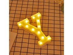 Letra LED Y Iluminada con Luz Blanca Cálida, Altura 22cm, Funcionamiento a Pilas 2*AA