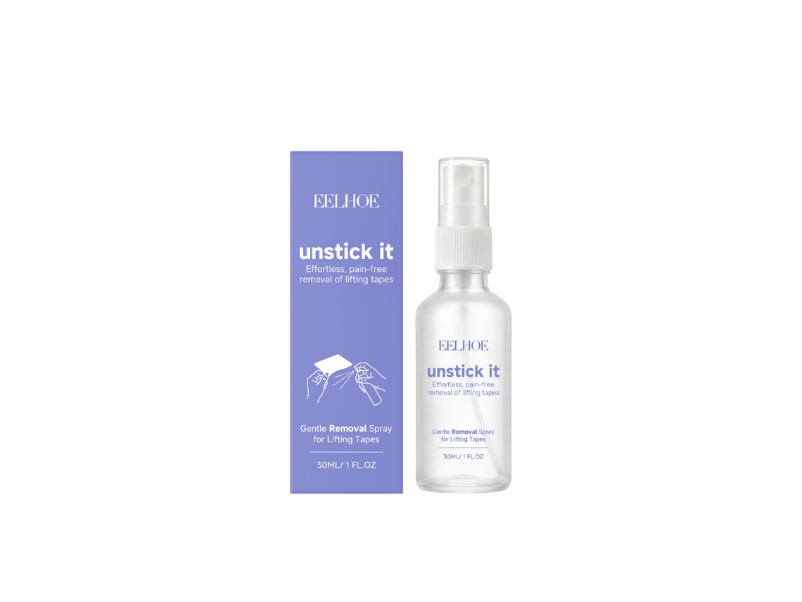 Spray limpiador portátil para eliminar residuos adhesivos de la piel del cuerpo.