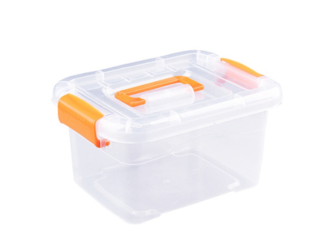 Caja De Almacenamiento De Plástico Transparente De Resistencia Media Con Cerraduras Y Asa.