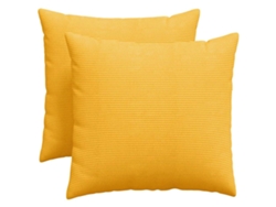 Juego de 2 cojines para sofá, cojín grande, HARLANV1, amarillo claro, 50x50 cm, tela.