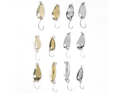 Conjunto De Iscas Rotativas (atrai Peixes Pequenos, Material Metal) 12 Peças/ Caixa Conjunto De Iscas Rotativas Boca De Cavalo