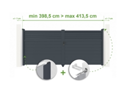 Puerta batiente ajustable de 4 m de ancho, Carpatia H.180 cm, aluminio gris, Casanoov