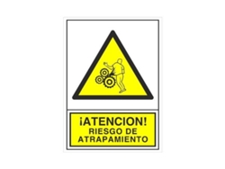 Señal 399 plast.345x245r.atrapamiento ­atencion! riesgo de atrapamiento