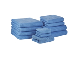 Conjunto de 11 toallas BELIANI Areora de Algodón Azul 100x1x150