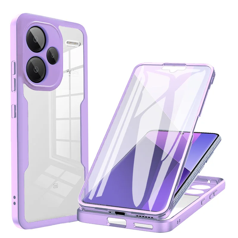 (púrpura, Redmi Note 12 5g) Funda Protectora De Pantalla 360° Full Pack, A Prueba De Choques Y Huellas Dactilares, Protección Total