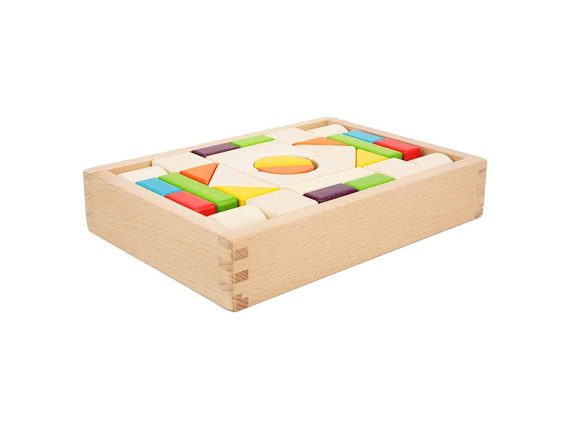 Conjunto BJ com 30 blocos de construção de madeira inteligentes e coloridos, brinquedo educativo para crianças.