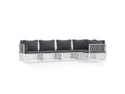 Conjunto 5 de muebles de jardín VIDAXL y cojines acero blanco