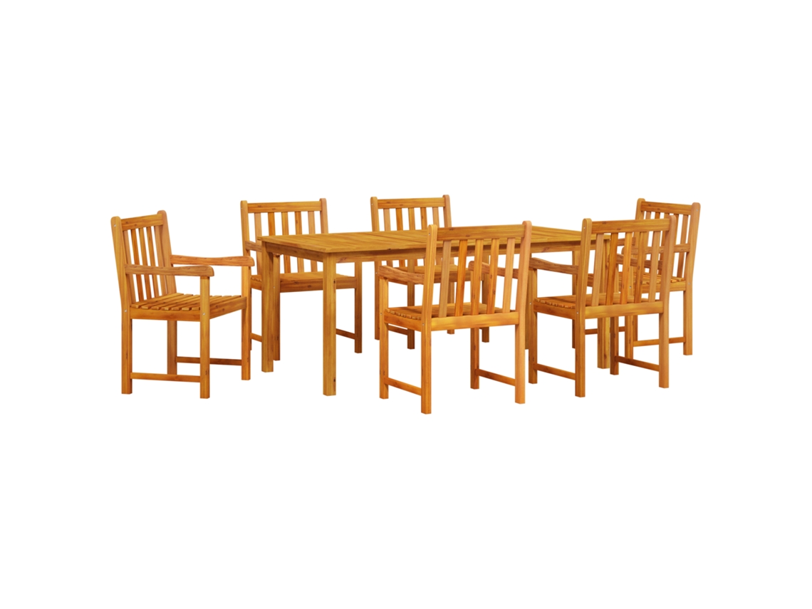 Conjunto de comedor de jardín vidaXL de 7 piezas en madera maciza de acacia
