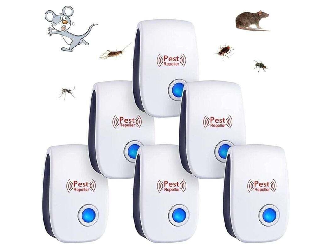 6 Unidades De Repelente Ultrasónico De Plagasxupara Interioresdispositivo Para Matar Mosquitos/ratones/cucarachas/roedores/hormigas/arañas/insectos