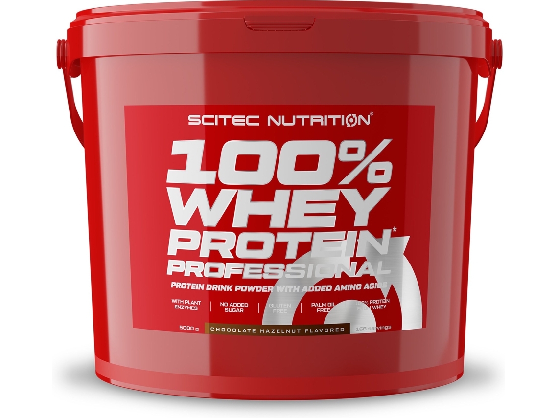 Proteína SCITEC NUTRITION 100% Professional Fórmula Mejorada Ni Azúcares (5 Kg - Chocolate - Avellana)