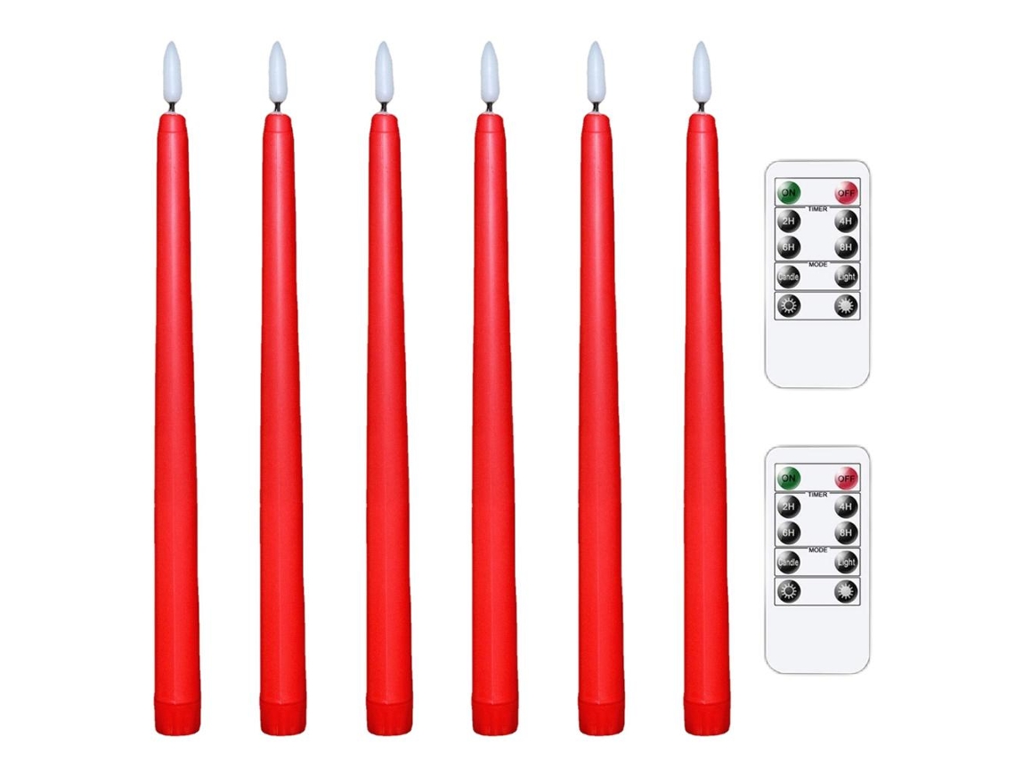 Rebe-6 Velas Cónicas Led Sin Llama Con Luz Cálida Parpadeante Y 2 Control Remoto Para Navidad Acción De Gracias Hogar Boda Decoración