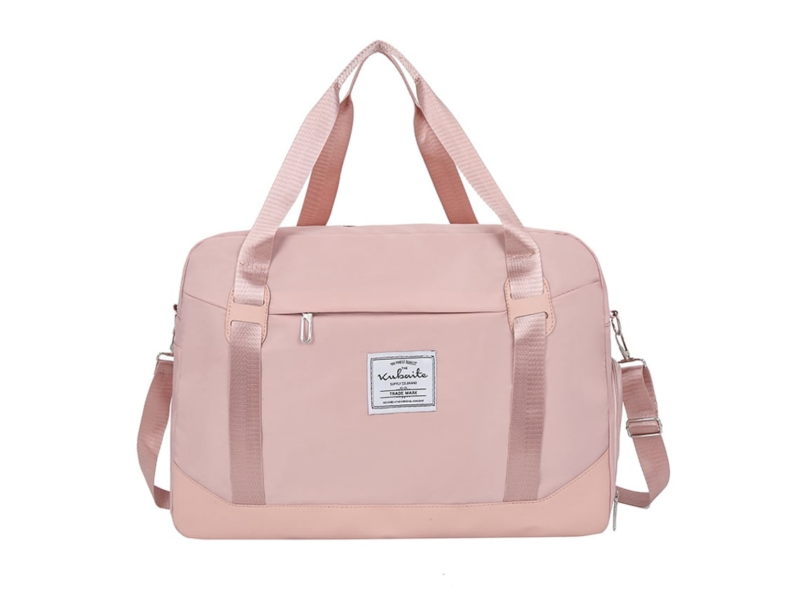 (Rosa) Bolsa de viaje portátil, ideal para entrenamientos y actividades físicas, con compartimentos para artículos secos y mojados, muy práctica.