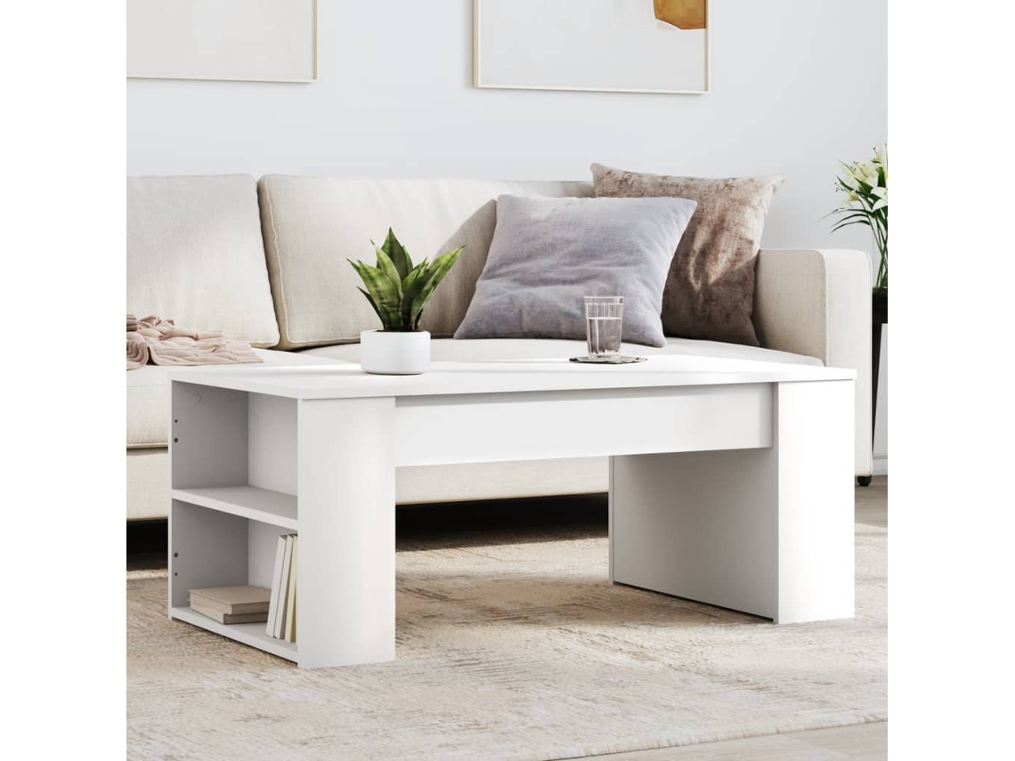 Mesa De Centro Madera De Ingeniería Blanco 102x55x42 Cm
