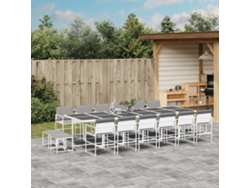 Juego de comedor de jardín de 17 piezas con cojines de textilene blanco de Dkd Home Decor
