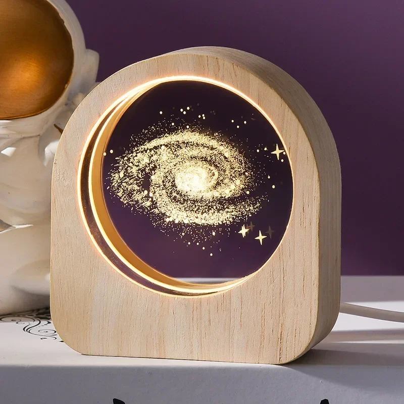 (galaxia) Adorno De Escritorio De Cristal Astronómico Del Sistema Solar Grabado Con Láser 3d